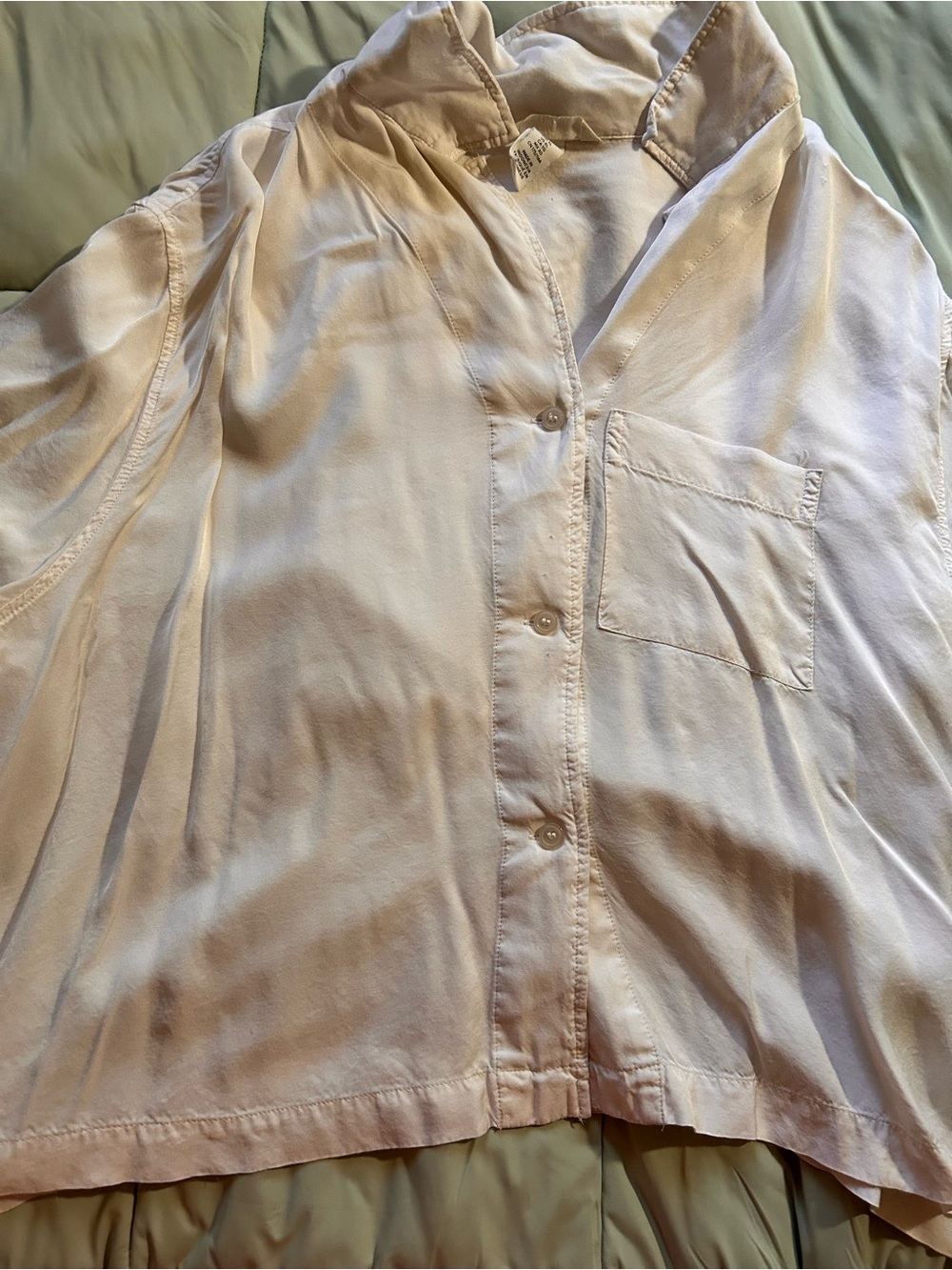 H&M Light Blush Button-Down Shirt with Chest Pocket